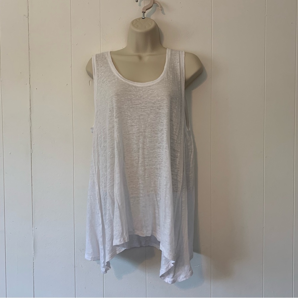 Majestic Filature White 100% Linen Asymmetrical Tank Top size 4